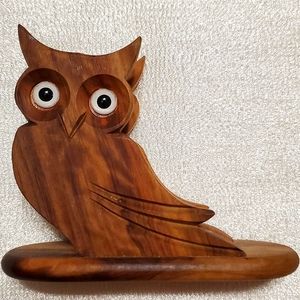 Carved Wooden Owl Napkin Holder